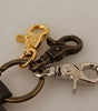 Dolce & Gabbana Green Leather D&G Logo Metal Ring Hook Keyring Keychain