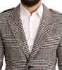 Dolce & Gabbana Gray Check Plaid Long Trench Coat Jacket