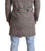 Dolce & Gabbana Gray Check Plaid Long Trench Coat Jacket