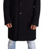 Dolce & Gabbana Blue Trench Coat Long Wool Stretch Jacket