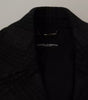 Dolce & Gabbana Black Trench Coat Check Wool Jacket