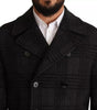 Dolce & Gabbana Black Trench Coat Check Wool Jacket