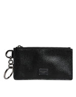 Portefeuille porte-cartes Dolce &amp; Gabbana en cuir de veau noir avec logo DG