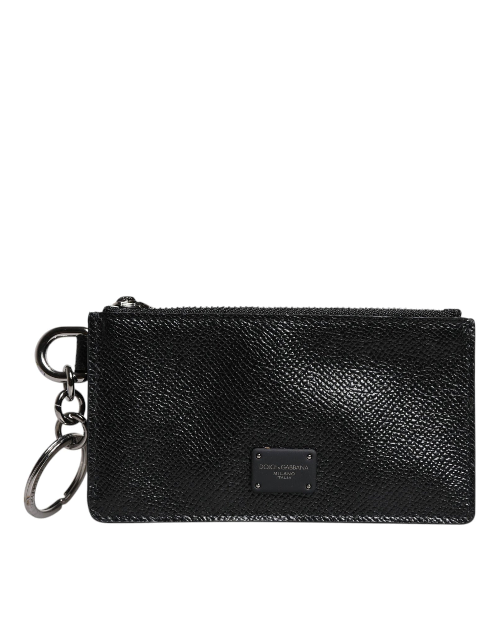 Portefeuille porte-cartes Dolce &amp; Gabbana en cuir de veau noir avec logo DG