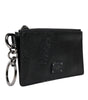 Portefeuille porte-cartes Dolce &amp; Gabbana en cuir de veau noir avec logo DG