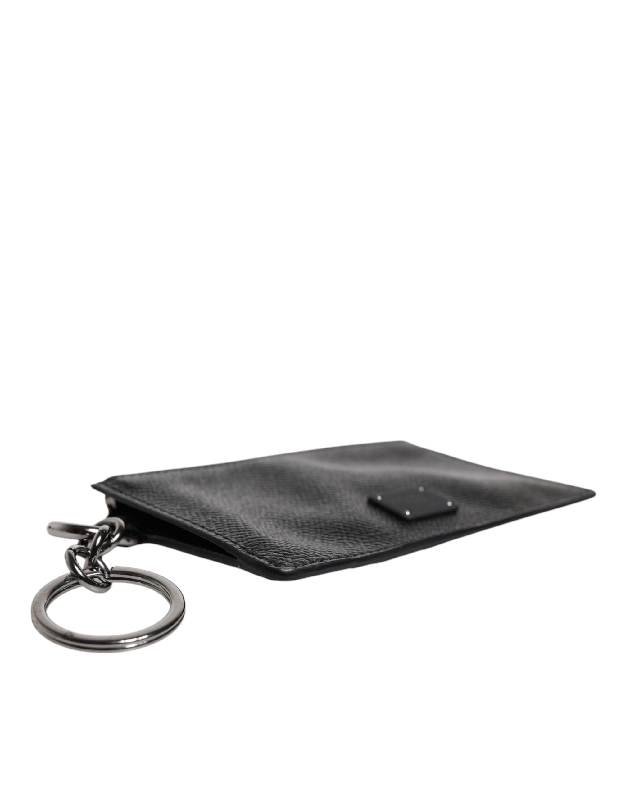 Portefeuille porte-cartes Dolce &amp; Gabbana en cuir de veau noir avec logo DG