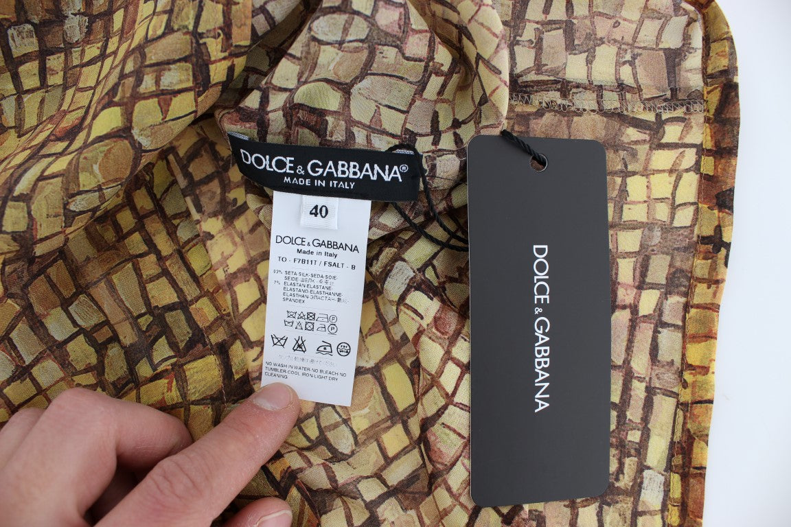 Chemisier en soie à imprimé mosaïque sicilienne Dolce &amp; Gabbana