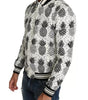 Dolce & Gabbana White Black Pineapple Bomber Coat Jacket