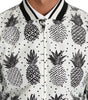 Dolce & Gabbana White Black Pineapple Bomber Coat Jacket