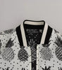 Dolce & Gabbana White Black Pineapple Bomber Coat Jacket