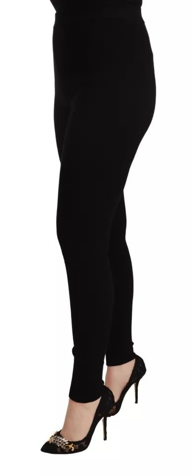 Dolce &amp; Gabbana Black High Waist Stretch Pants Tights