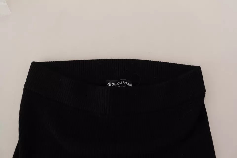 Dolce &amp; Gabbana Black High Waist Stretch Pants Tights