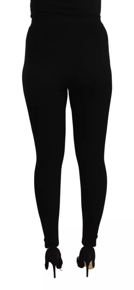 Dolce &amp; Gabbana Black High Waist Stretch Pants Tights