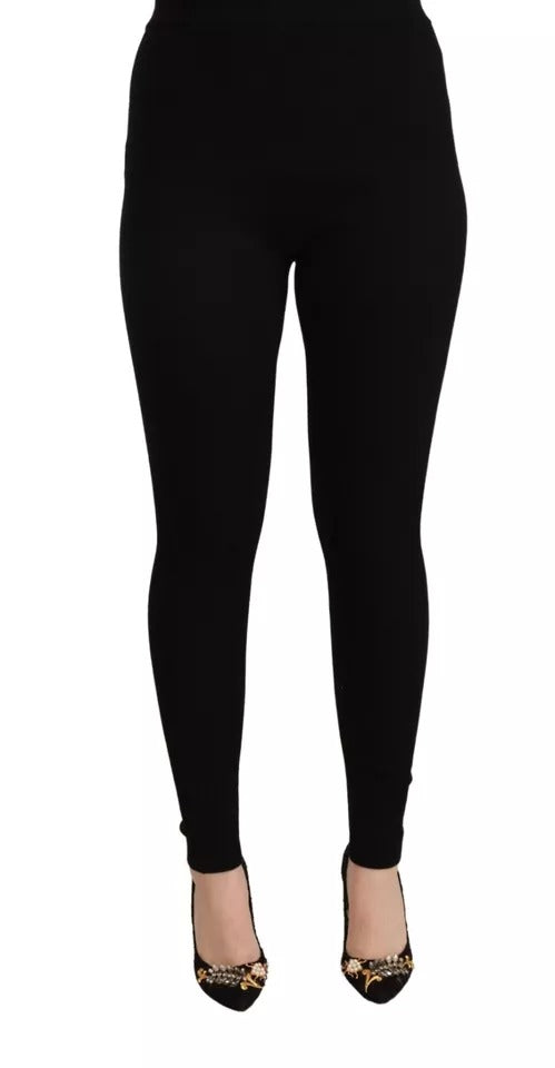 Dolce &amp; Gabbana Black High Waist Stretch Pants Tights