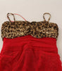 Dolce & Gabbana Brown Leopard Red Tulle Sheath Midi Dress