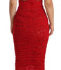 Dolce & Gabbana Brown Leopard Red Tulle Sheath Midi Dress