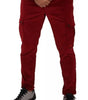 Dolce & Gabbana Red Corduroy Cotton Cargo Skinny Pants