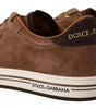 Dolce & Gabbana Brown Suede Logo Low Top Sneakers Men Shoes