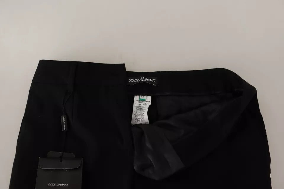 Dolce &amp; Gabbana Black White Stripes Wool Tapered Pants