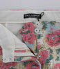 Dolce &amp; Gabbana White Pink Floral Brocade Pants