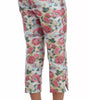 Dolce &amp; Gabbana White Pink Floral Brocade Pants
