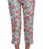 Dolce &amp; Gabbana White Pink Floral Brocade Pants