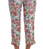 Dolce &amp; Gabbana White Pink Floral Brocade Pants