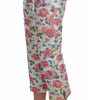 Dolce &amp; Gabbana White Pink Floral Brocade Pants