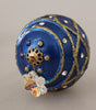 Dolce &amp; Gabbana Gold Brass Blue Christmas Ball Crystal Hook Jewelry Earrings