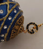 Dolce &amp; Gabbana Gold Brass Blue Christmas Ball Crystal Hook Jewelry Earrings