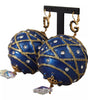 Dolce &amp; Gabbana Gold Brass Blue Christmas Ball Crystal Hook Jewelry Earrings