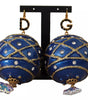 Dolce &amp; Gabbana Gold Brass Blue Christmas Ball Crystal Hook Jewelry Earrings