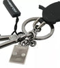 Dolce & Gabbana Black Leather Fisherman Logo Badge Keyring Keychain