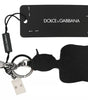 Dolce & Gabbana Black Leather Fisherman Logo Badge Keyring Keychain