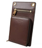 Dolce & Gabbana Brown Calf Leather Zip Logo Shoulder Neck Strap Wallet