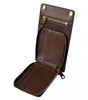 Dolce & Gabbana Brown Calf Leather Zip Logo Shoulder Neck Strap Wallet