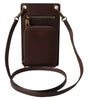 Dolce & Gabbana Brown Calf Leather Zip Logo Shoulder Neck Strap Wallet