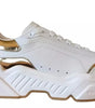 Dolce & Gabbana White Gold DAYMASTER Leather Sneakers Men Shoes