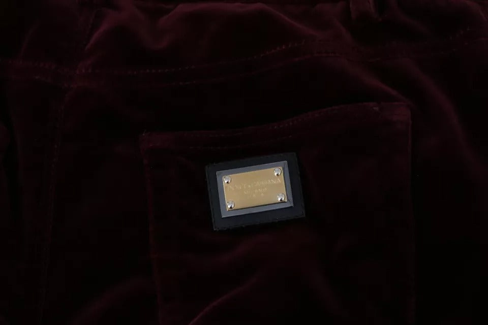Dolce &amp; Gabbana Bordeaux Velvet Stretch Slim Fit Pants