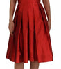 Dolce & Gabbana Red A-line Pleated Midi Satin Silk Dress