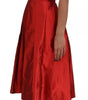 Dolce & Gabbana Red A-line Pleated Midi Satin Silk Dress