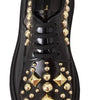 Dolce &amp; Gabbana Black Leather Trekking Derby Embellished Shoes