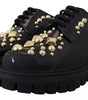 Dolce &amp; Gabbana Black Leather Trekking Derby Embellished Shoes