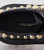 Dolce &amp; Gabbana Black Leather Trekking Derby Embellished Shoes