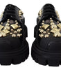 Dolce &amp; Gabbana Black Leather Trekking Derby Embellished Shoes