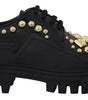 Dolce &amp; Gabbana Black Leather Trekking Derby Embellished Shoes