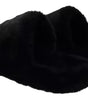 Dolce &amp; Gabbana Black Polyester Faux Fur Mens Flats Sandals Shoes