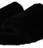 Dolce &amp; Gabbana Black Polyester Faux Fur Mens Flats Sandals Shoes