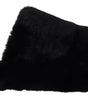 Dolce &amp; Gabbana Black Polyester Faux Fur Mens Flats Sandals Shoes