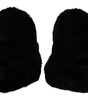 Dolce &amp; Gabbana Black Polyester Faux Fur Mens Flats Sandals Shoes